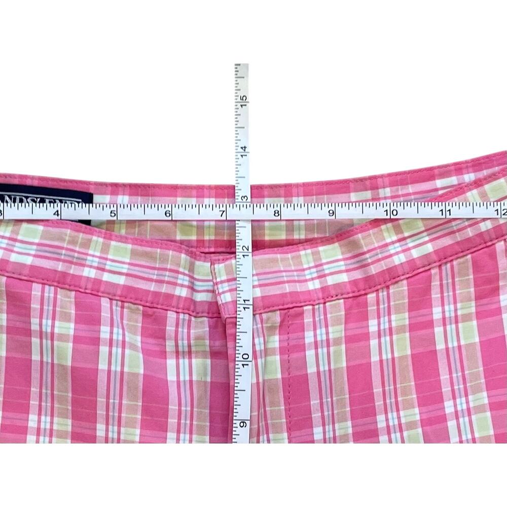 Lands' End Pink Plaid Cropped Chino Pants, High Rise, Lightweight, Cotton, 8 - Picture 12 of 13